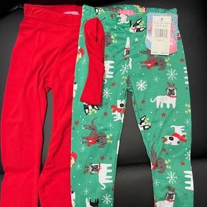 3 Piece Christmas P.J Leggings With headband (3T Toddler)